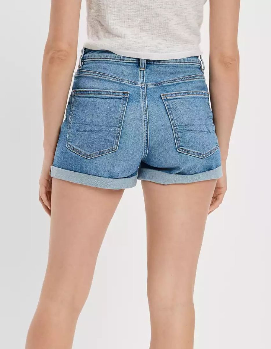 Shorts American Eagle AE Stretch Denim Mom Indigo Femme | OXT-23158550